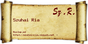 Szuhai Ria névjegykártya